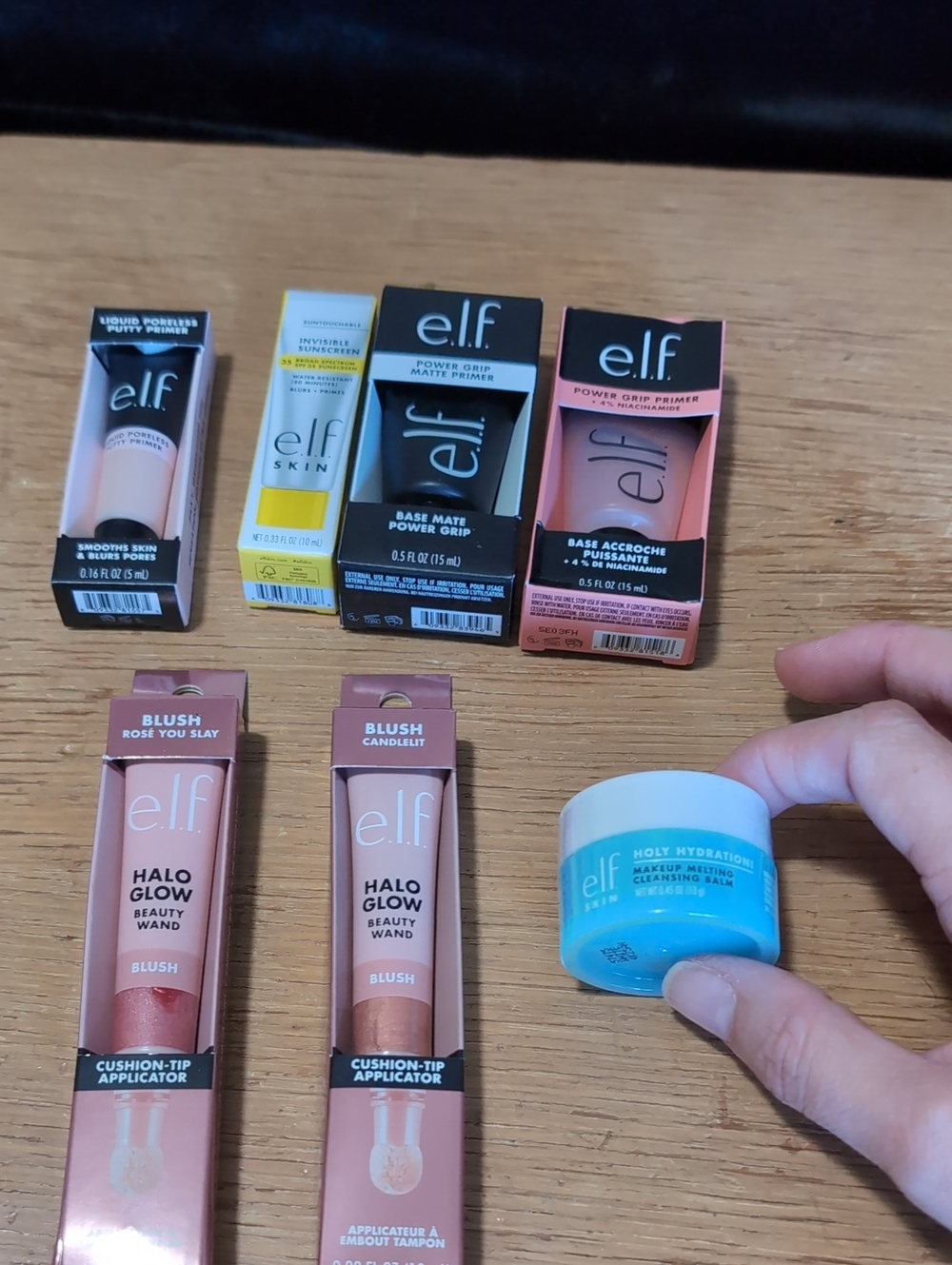 ELF Halo Glow Blushes, Primers & Holy Hydration Cream - Pink, Peach, Blue, Black